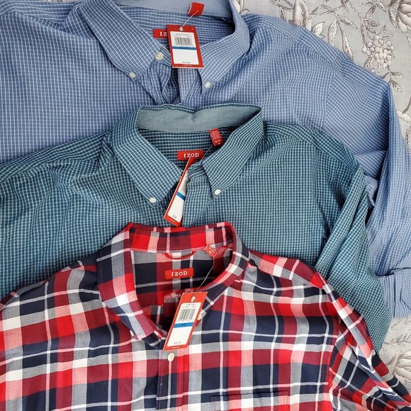 Men's - IZOD Long Sleeve Blue Plaid / Checked Shirt - NWT - Picture 6 of 6